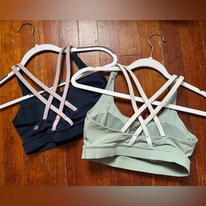 2 LULULEMON ENERGY BRA BUNDLE MULTI COLOR Navy/lavendar & green mint LIKE NEW